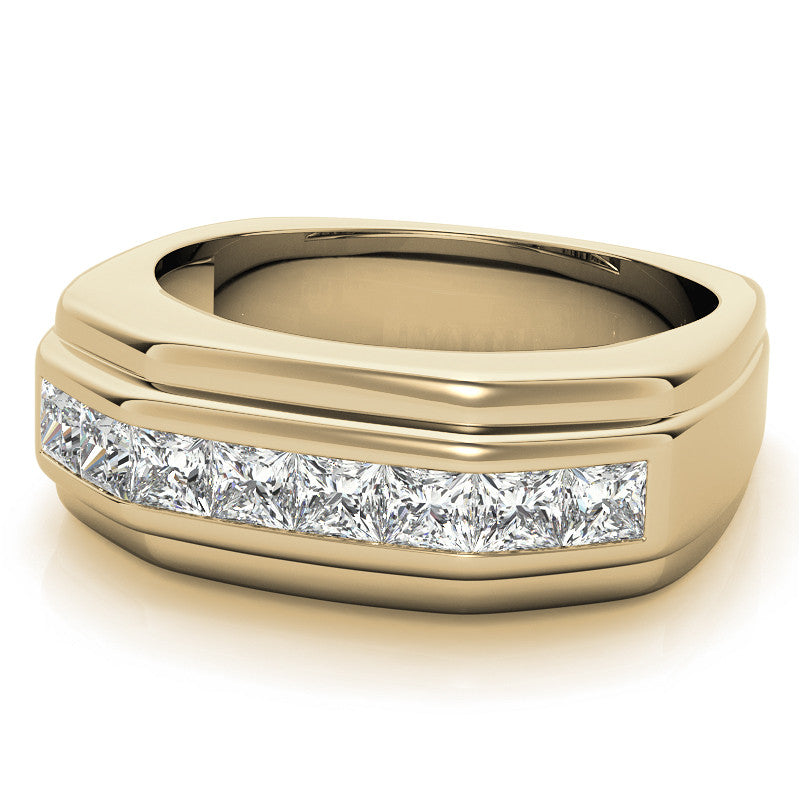 3mm, 1.44ct Square Channel Mens Moissanite Ring