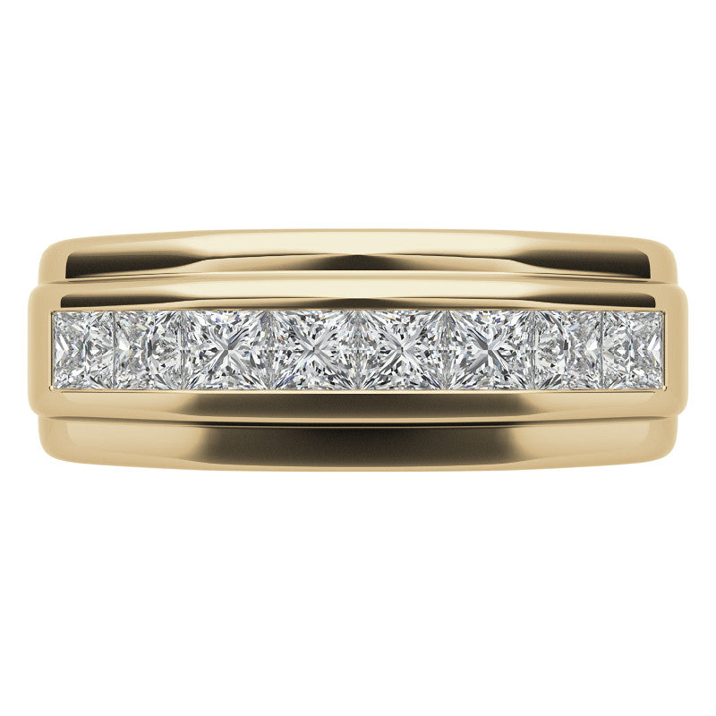 3mm, 1.44ct Square Channel Mens Moissanite Ring