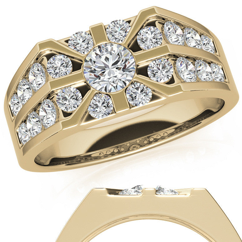 4.5mm, 1.64ct Round Mens Moissanite Ring