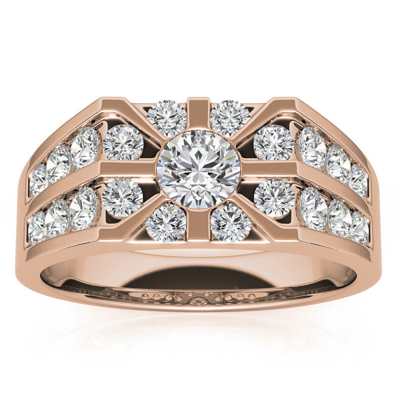 4.5mm, 1.64ct Round Mens Moissanite Ring