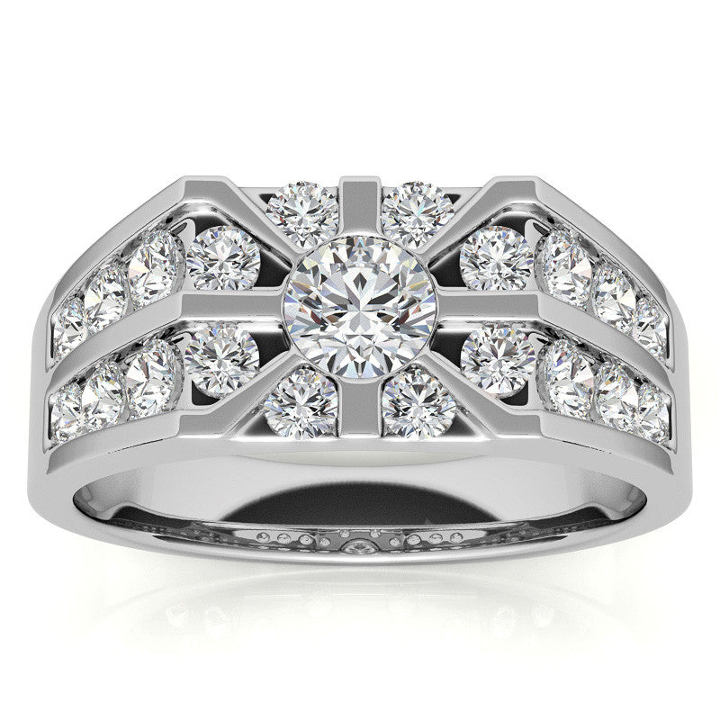 4.5mm, 1.64ct Round Mens Moissanite Ring
