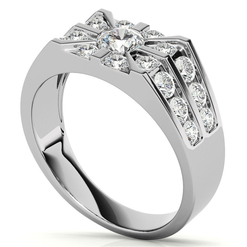 4.5mm, 1.64ct Round Mens Moissanite Ring