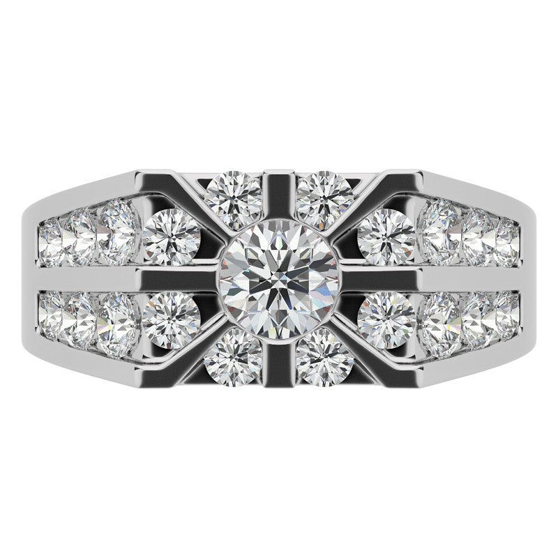 4.5mm, 1.64ct Round Mens Moissanite Ring