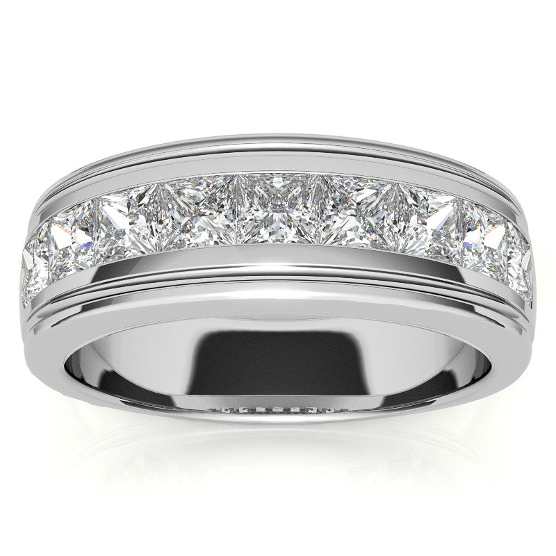 2.5ct Square Channel Mens Moissanite Ring