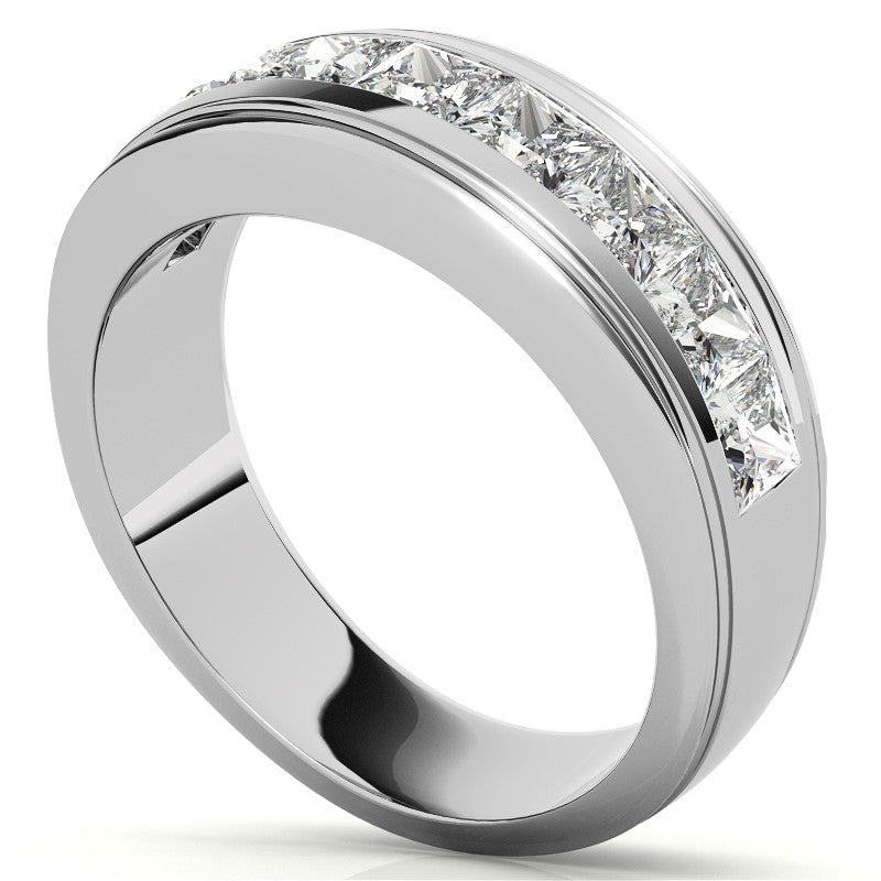 2.5ct Square Channel Mens Moissanite Ring