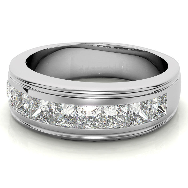 2.5ct Square Channel Mens Moissanite Ring