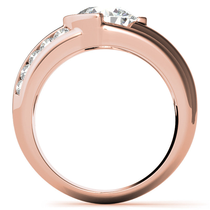 3ct/9mm Round Brilliant Moissanite Channel Mens Ring