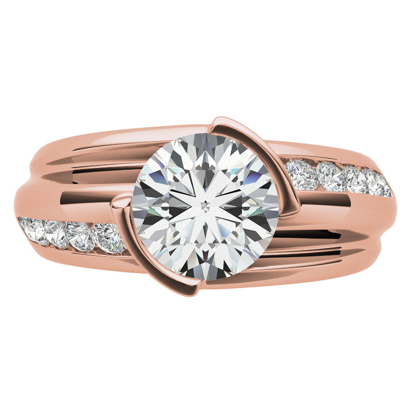 3ct/9mm Round Brilliant Moissanite Channel Mens Ring