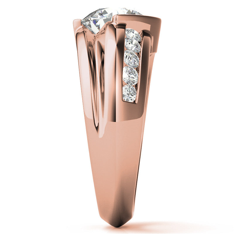 3ct/9mm Round Brilliant Moissanite Channel Mens Ring