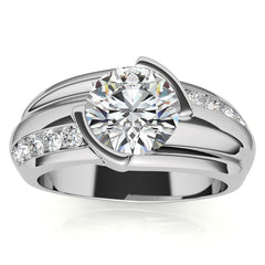 3ct/9mm Round Brilliant Moissanite Channel Mens Ring