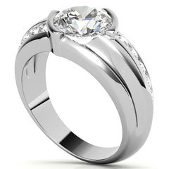 3ct/9mm Round Brilliant Moissanite Channel Mens Ring