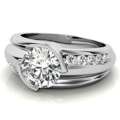 3ct/9mm Round Brilliant Moissanite Channel Mens Ring