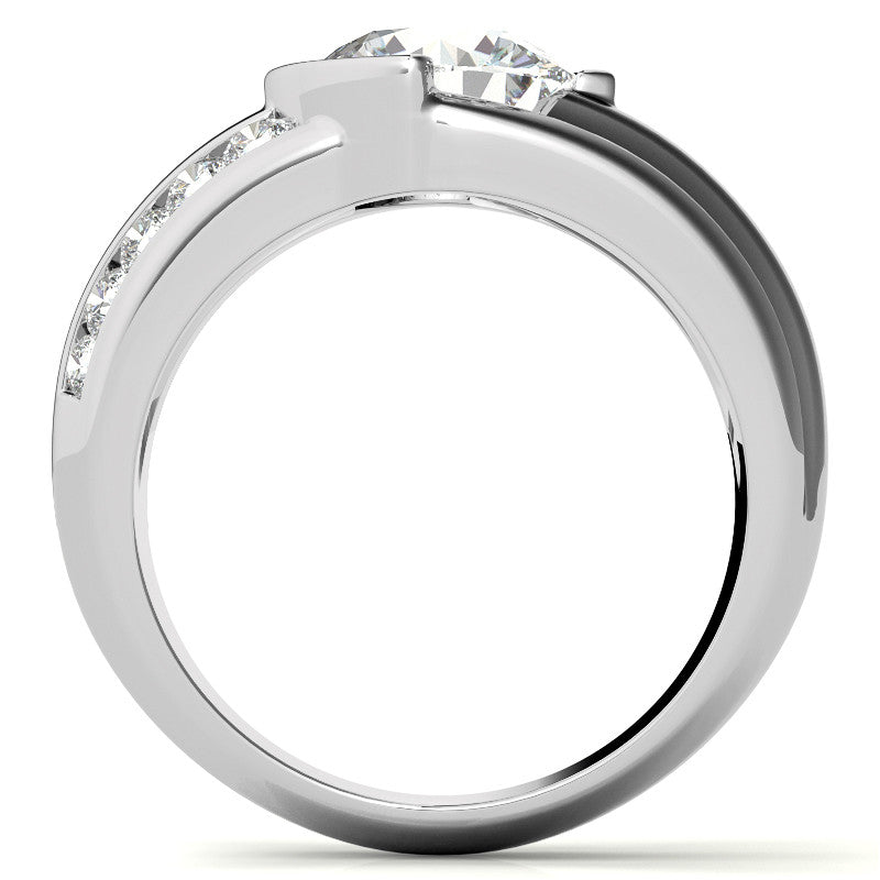 3ct/9mm Round Brilliant Moissanite Channel Mens Ring