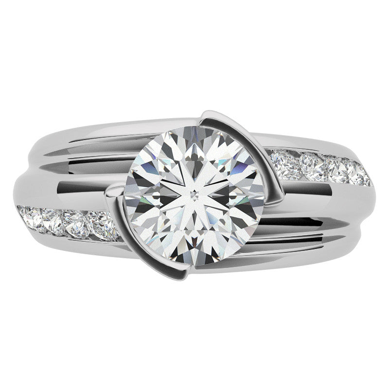 3ct/9mm Round Brilliant Moissanite Channel Mens Ring