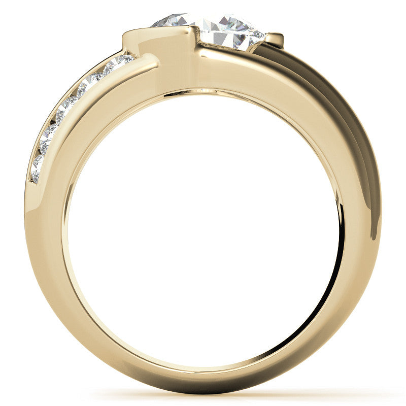 3ct/9mm Round Brilliant Moissanite Channel Mens Ring