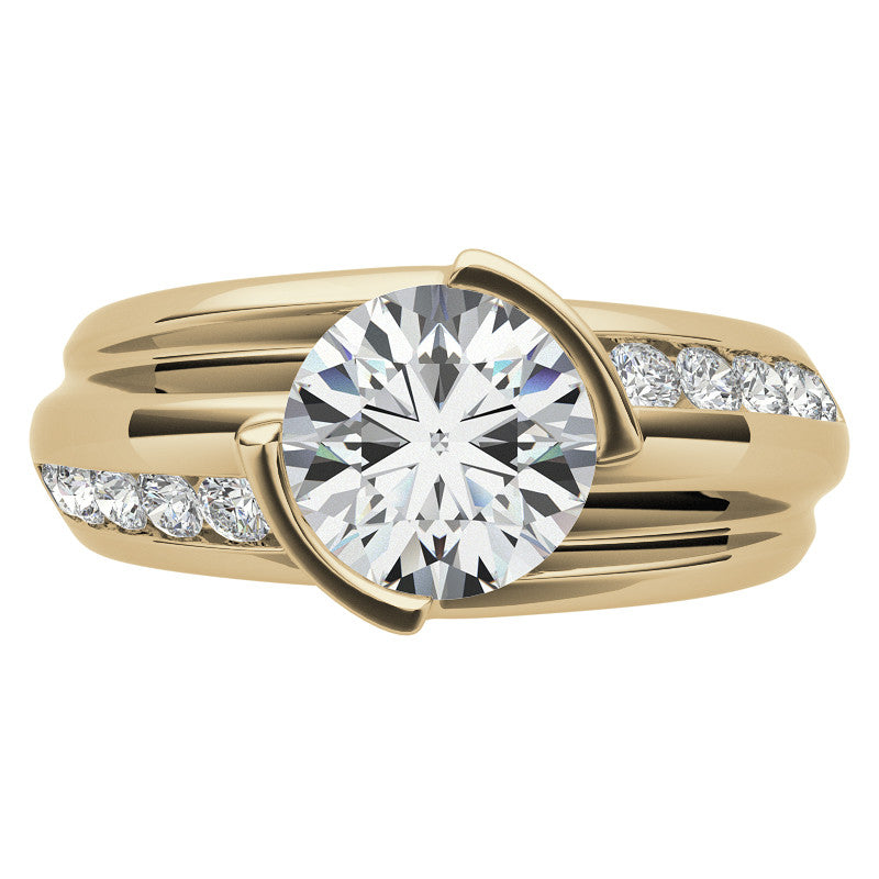 3ct/9mm Round Brilliant Moissanite Channel Mens Ring