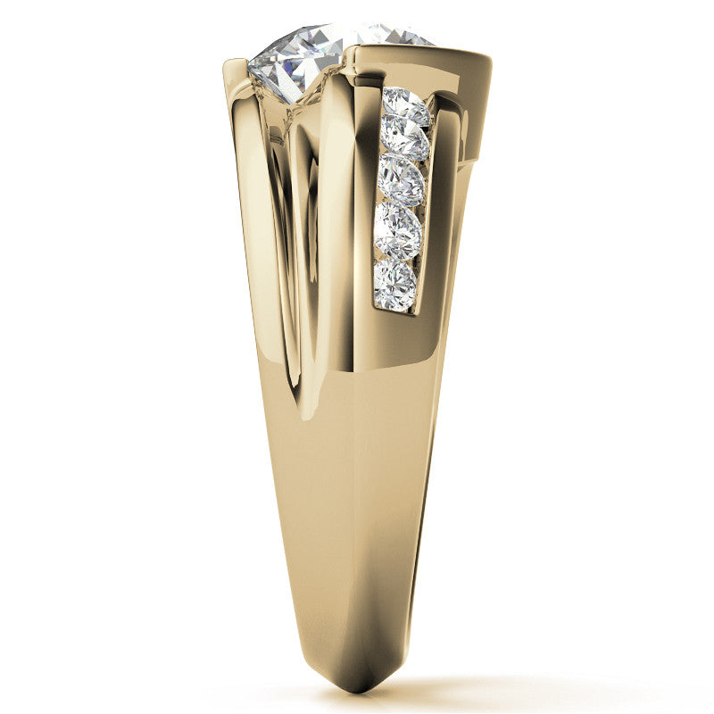 3ct/9mm Round Brilliant Moissanite Channel Mens Ring