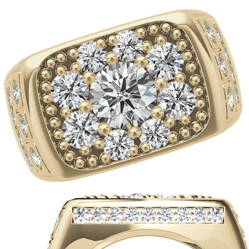 3.5ct, 6.5mm Round Mens Moissanite Ring