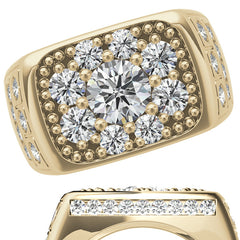 3.5ct, 6.5mm Round Mens Moissanite Ring