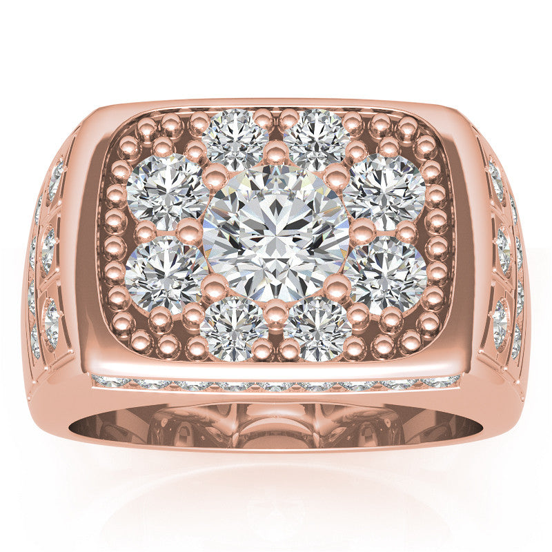 3.5ct, 6.5mm Round Mens Moissanite Ring
