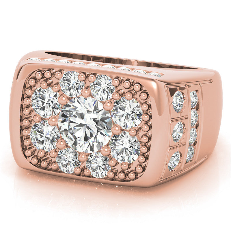 3.5ct, 6.5mm Round Mens Moissanite Ring