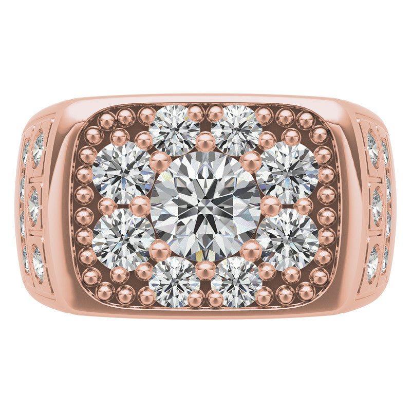 3.5ct, 6.5mm Round Mens Moissanite Ring