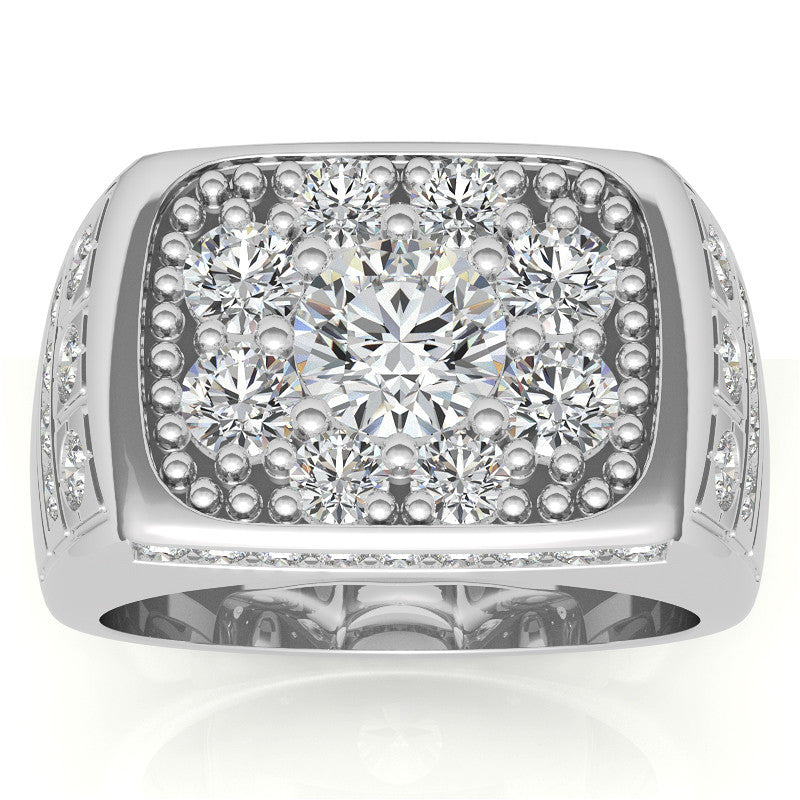 3.5ct, 6.5mm Round Mens Moissanite Ring