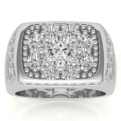 3.5ct, 6.5mm Round Mens Moissanite Ring