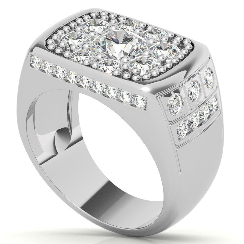 3.5ct, 6.5mm Round Mens Moissanite Ring