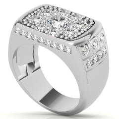 3.5ct, 6.5mm Round Mens Moissanite Ring
