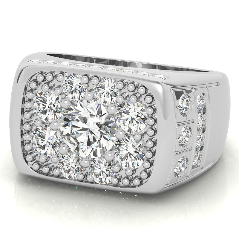 3.5ct, 6.5mm Round Mens Moissanite Ring