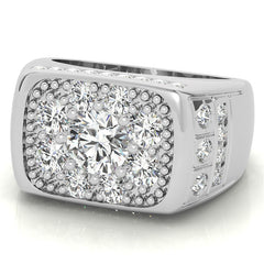 3.5ct, 6.5mm Round Mens Moissanite Ring