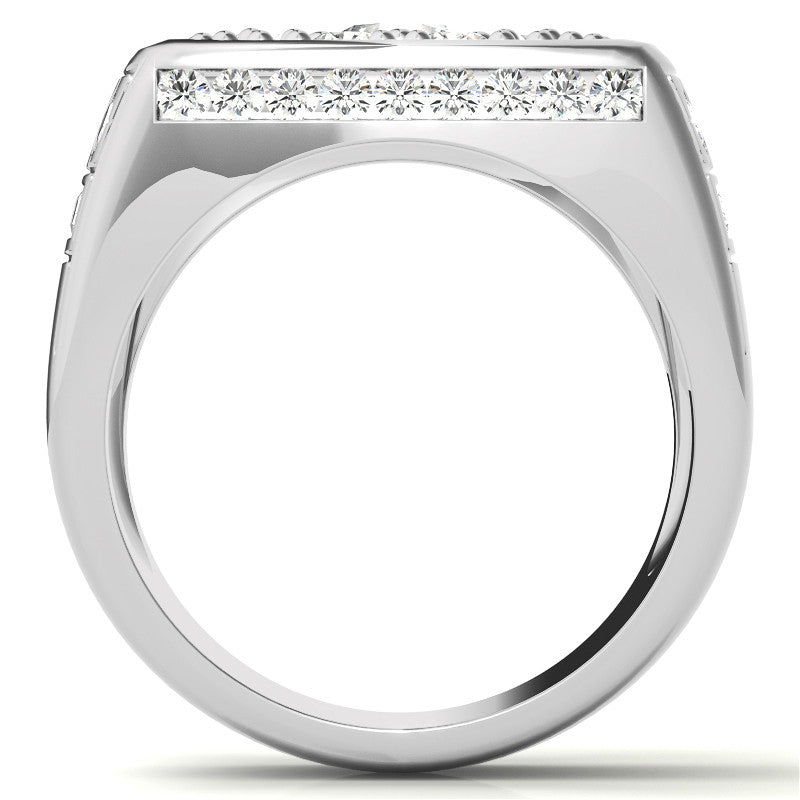 3.5ct, 6.5mm Round Mens Moissanite Ring