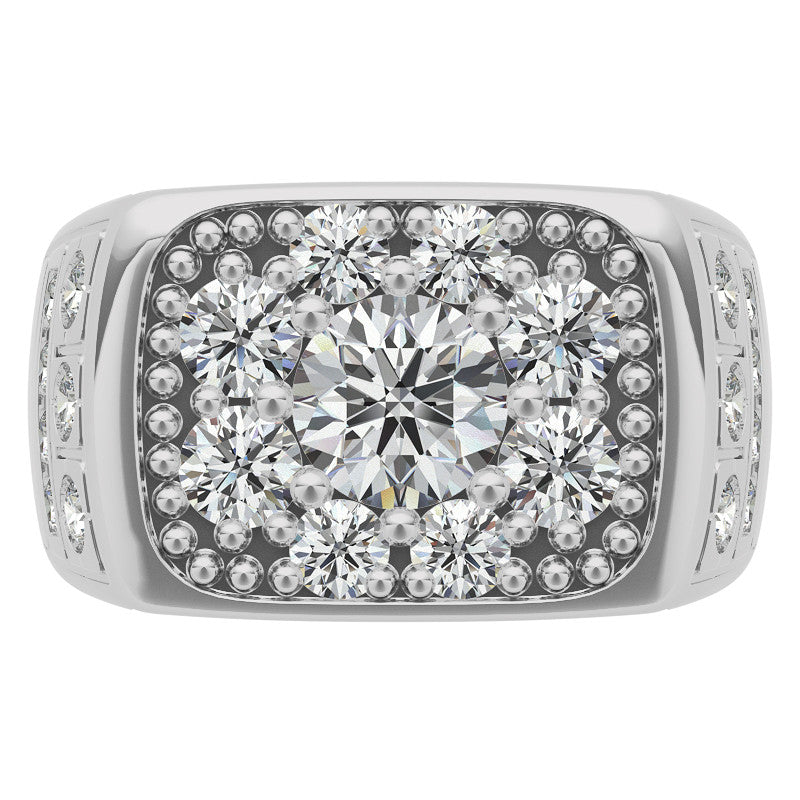 3.5ct, 6.5mm Round Mens Moissanite Ring