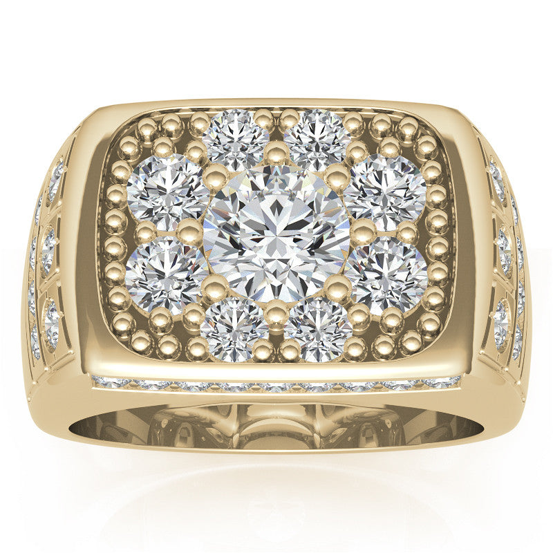 3.5ct, 6.5mm Round Mens Moissanite Ring