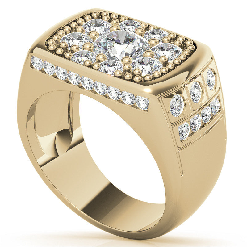 3.5ct, 6.5mm Round Mens Moissanite Ring