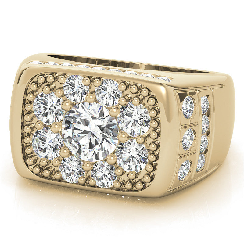 3.5ct, 6.5mm Round Mens Moissanite Ring