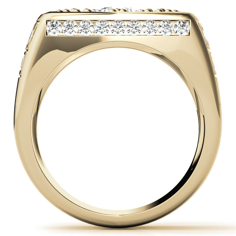 3.5ct, 6.5mm Round Mens Moissanite Ring