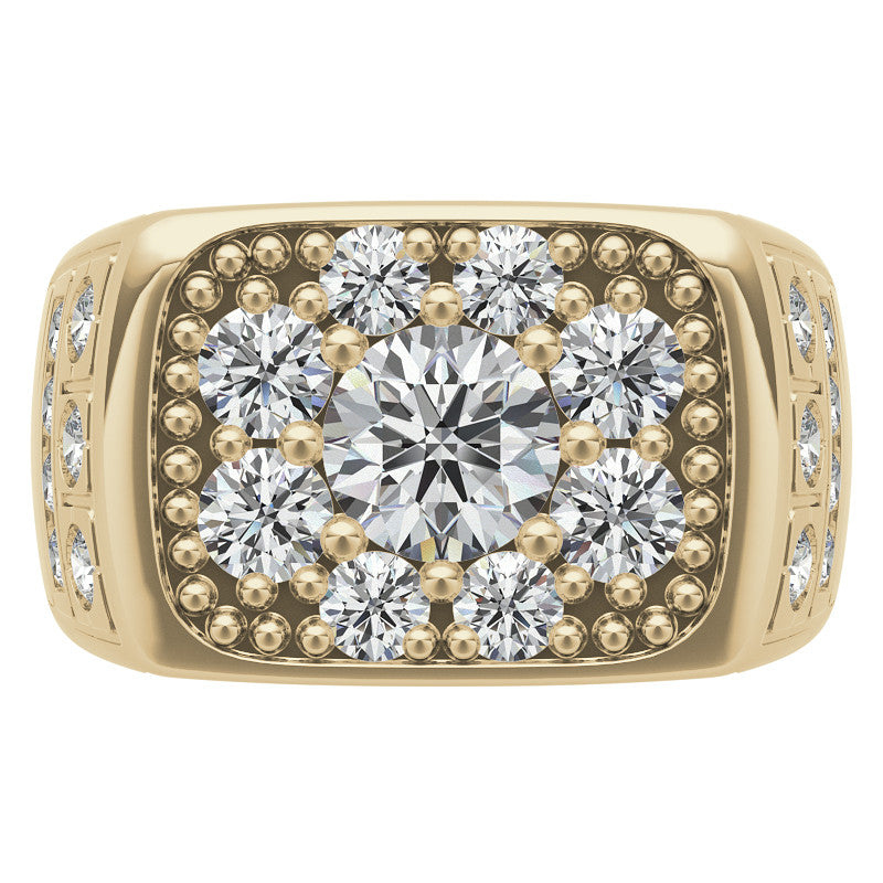 3.5ct, 6.5mm Round Mens Moissanite Ring