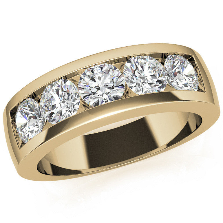 5mm Round Channel Mens Moissanite Ring