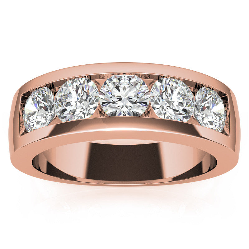 5mm Round Channel Mens Moissanite Ring