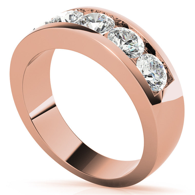 5mm Round Channel Mens Moissanite Ring