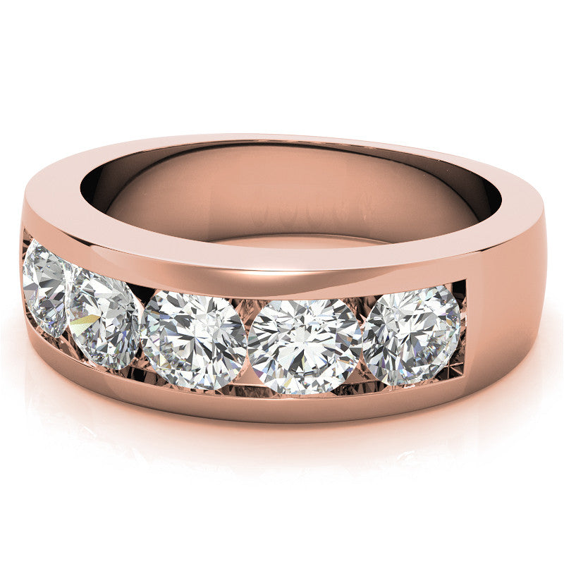 5mm Round Channel Mens Moissanite Ring