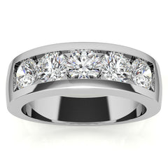 5mm Round Channel Mens Moissanite Ring