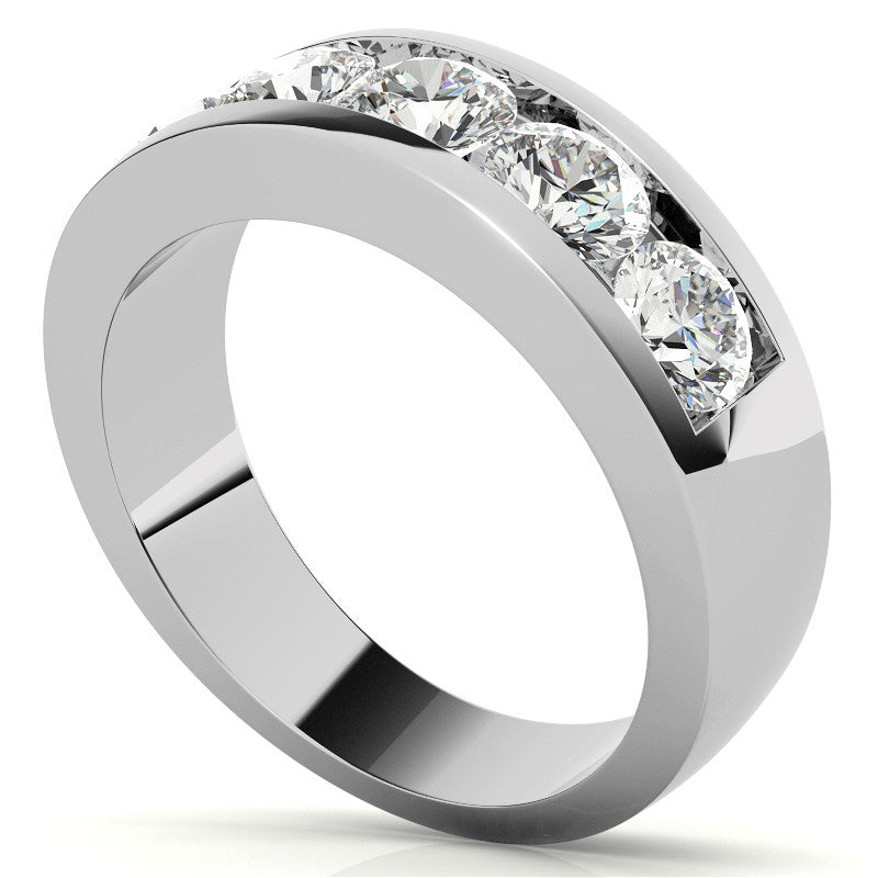 5mm Round Channel Mens Moissanite Ring