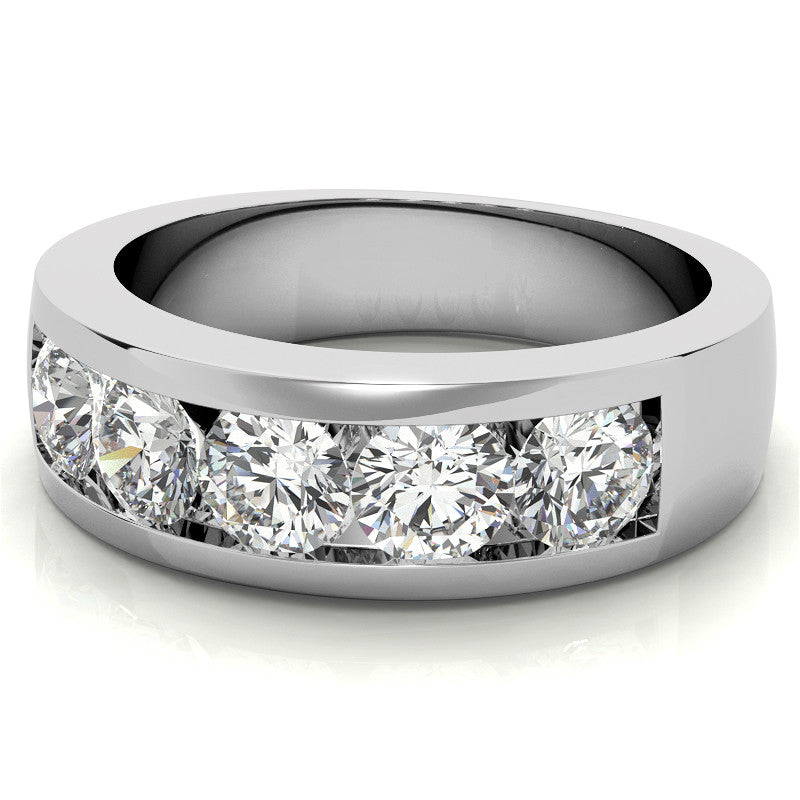 5mm Round Channel Mens Moissanite Ring