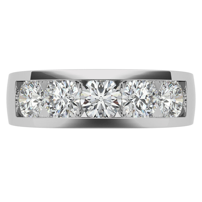 5mm Round Channel Mens Moissanite Ring