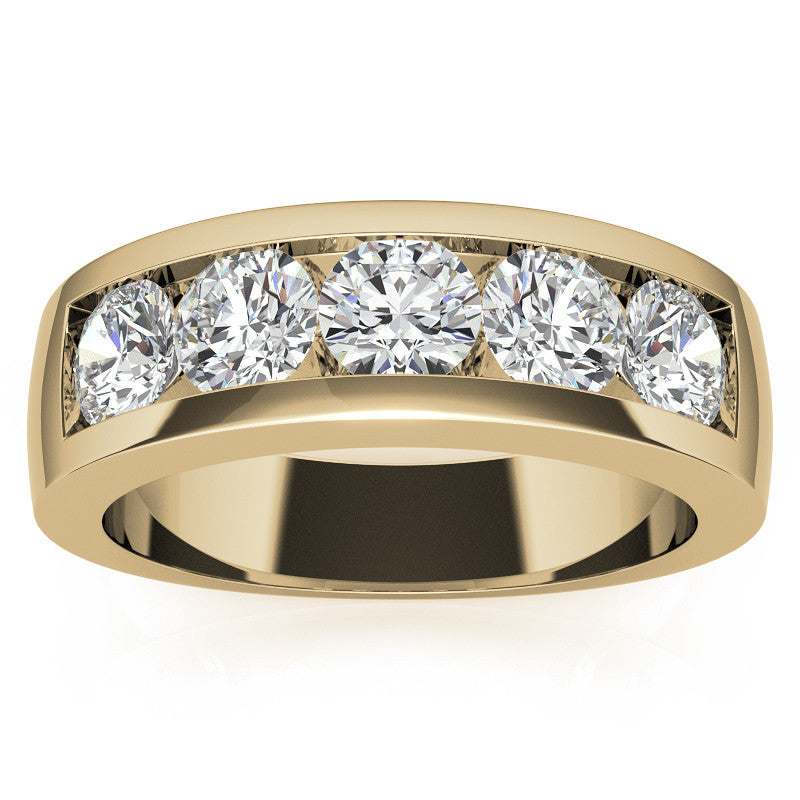 5mm Round Channel Mens Moissanite Ring