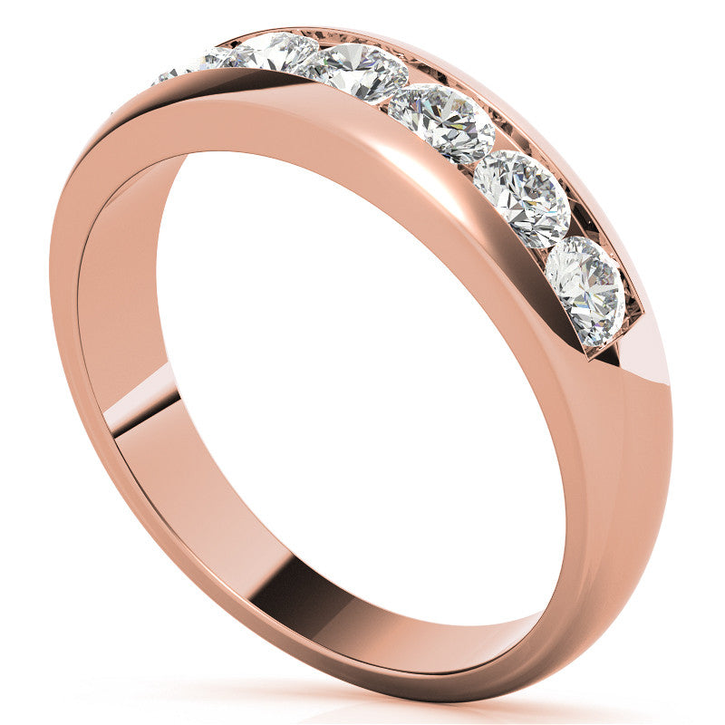 3.5mm Round Channel Mens Moissanite Ring