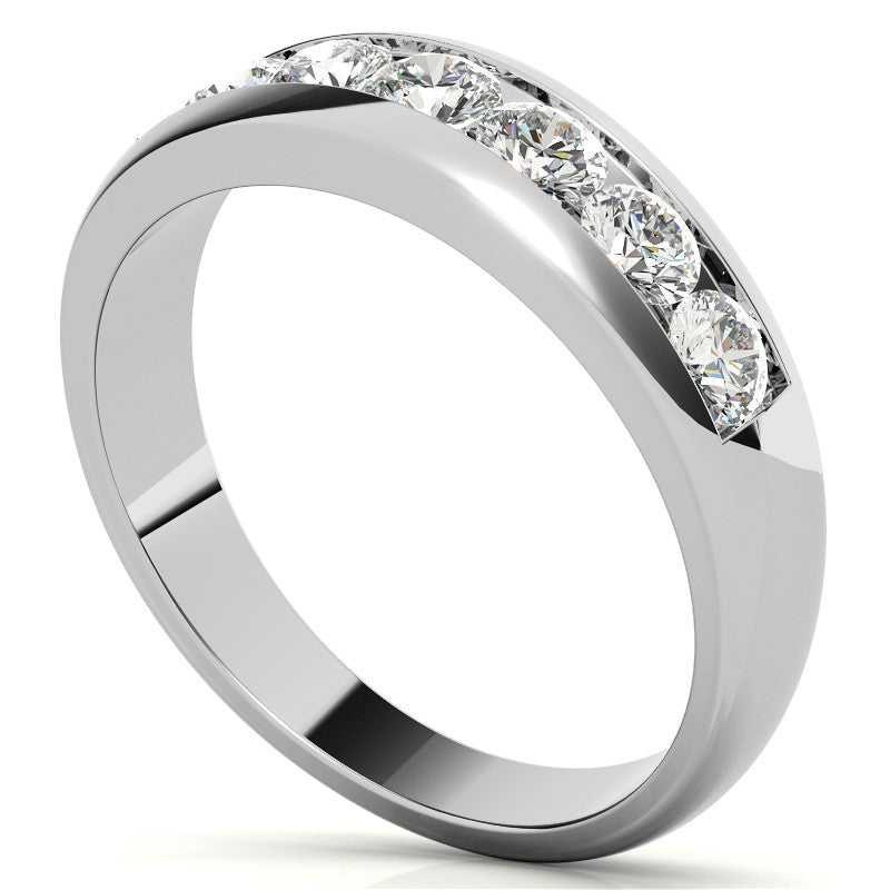 3.5mm Round Channel Mens Moissanite Ring